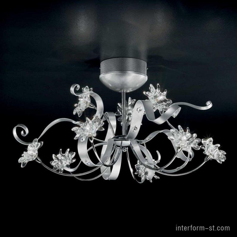 Потолочная люстра IDL  374/6+3PF Chrome with transparent Swarovski crystals
