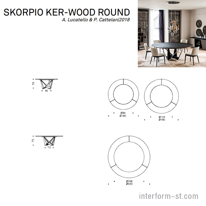 Стол SKORPIO (Ker-Wood Round), СATTELAN купить от фабрики CATTELAN в компании Interform studio с доставкой по России